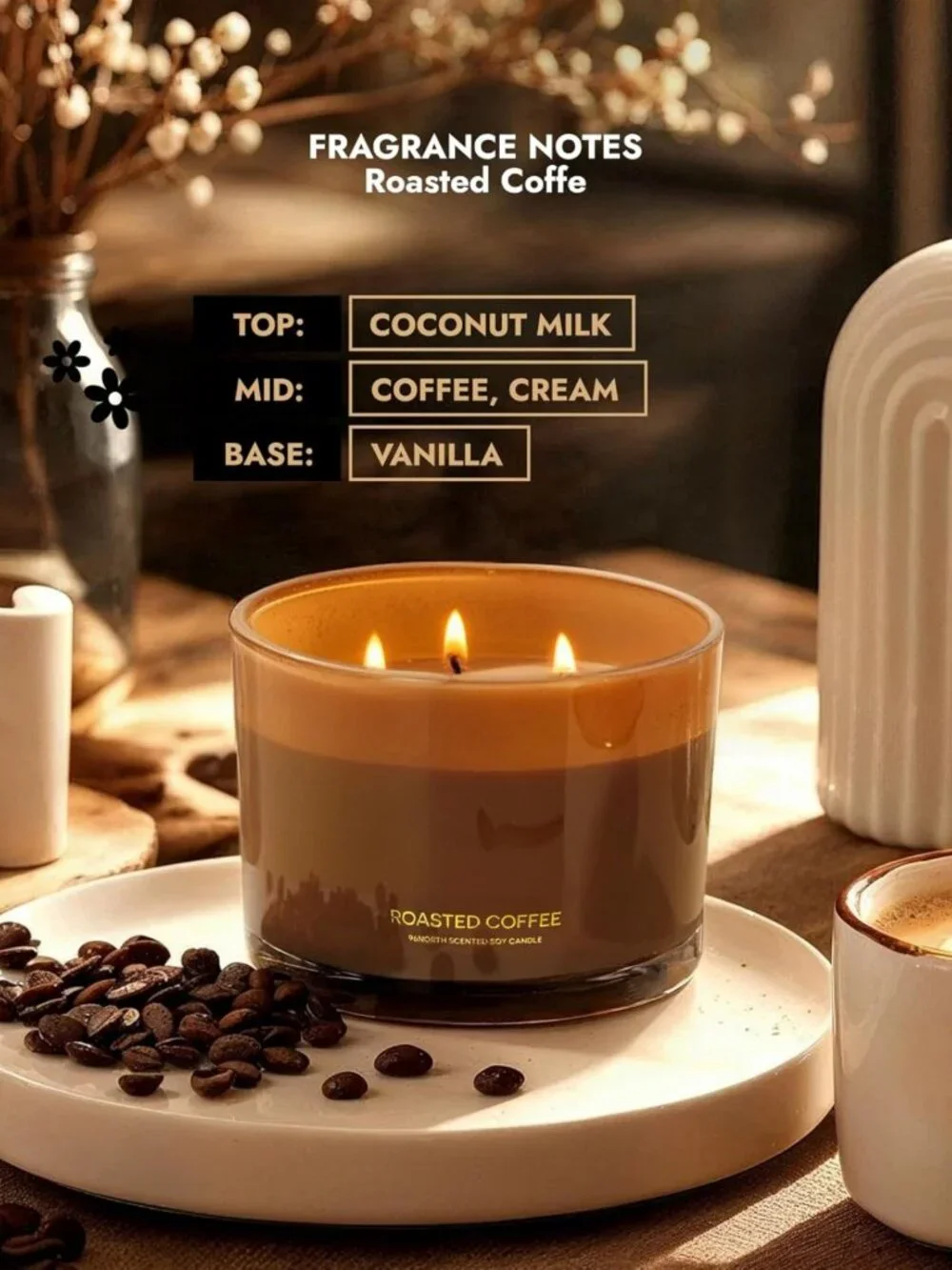 Luxury Soy Candle | Large 3 Wick Jar | 40+ Hours Burn Time | Natural Wax Gift